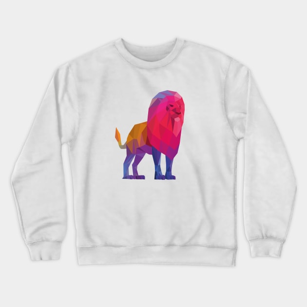 Rainbow Low Poly Lion Crewneck Sweatshirt by shaldesign